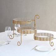 28" Round 3-Tier Metal Rotating Cupcake Stand with Acrylic Plates - Gold and Clear CHDLR_CAKE18_GOLD
