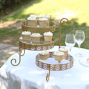28" Round 3-Tier Metal Rotating Cupcake Stand with Acrylic Plates - Gold and Clear CHDLR_CAKE18_GOLD