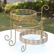 28" Round 3-Tier Metal Rotating Cupcake Stand with Acrylic Plates - Gold and Clear CHDLR_CAKE18_GOLD