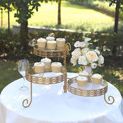 28" Round 3-Tier Metal Rotating Cupcake Stand with Acrylic Plates - Gold and Clear CHDLR_CAKE18_GOLD
