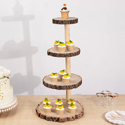 29" tall 4 Tier Rustic Wooden Cupcake Tower Stand - Natural CAKE_WOD001_4T_NAT