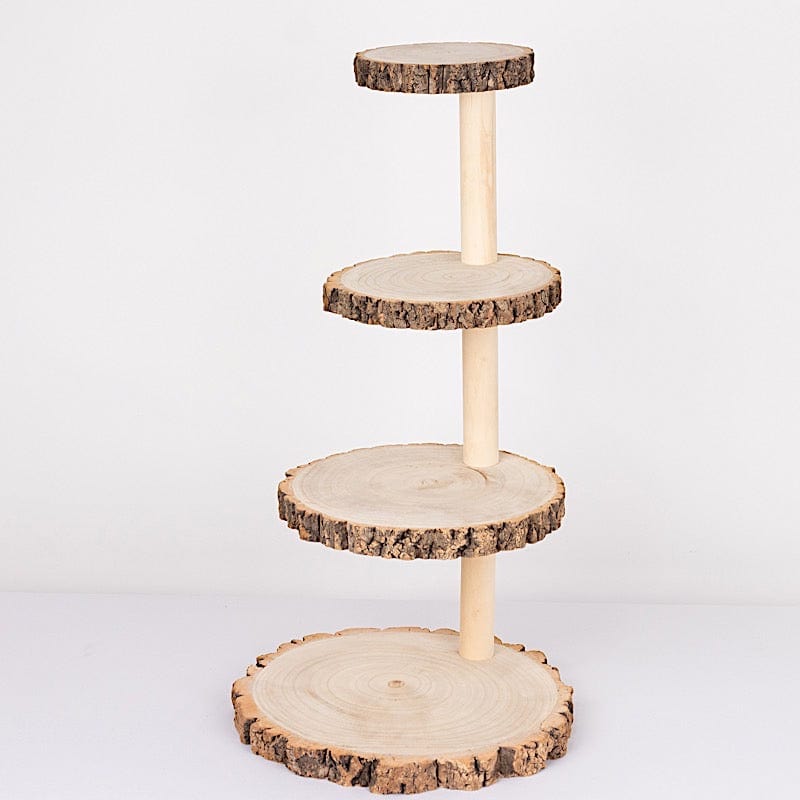 29" tall 4 Tier Rustic Wooden Cupcake Tower Stand - Natural CAKE_WOD001_4T_NAT