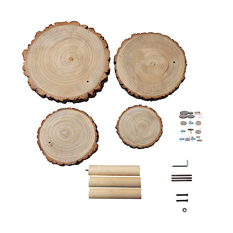 29" tall 4 Tier Rustic Wooden Cupcake Tower Stand - Natural CAKE_WOD001_4T_NAT