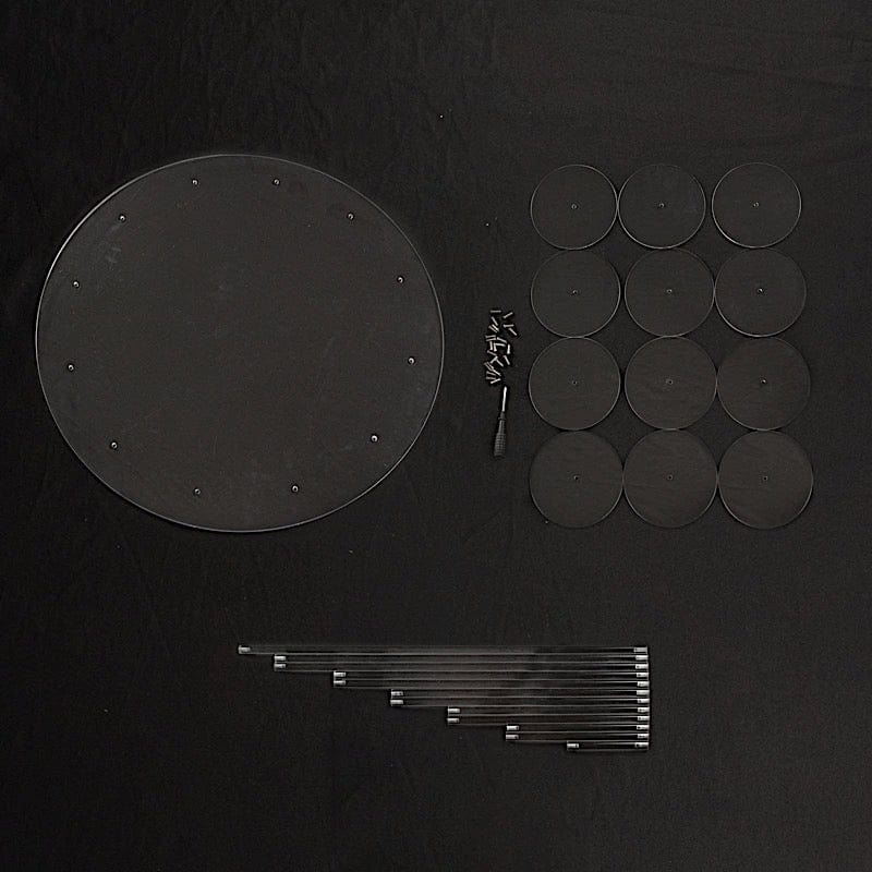 29" Tiered 12 Arm Round Acrylic Cupcake Holder Dessert Display Stand - Clear CAKE_PLST_003_12_CLR