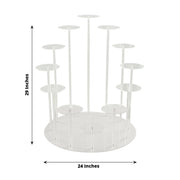 29" Tiered 12 Arm Round Acrylic Cupcake Holder Dessert Display Stand - Clear CAKE_PLST_003_12_CLR