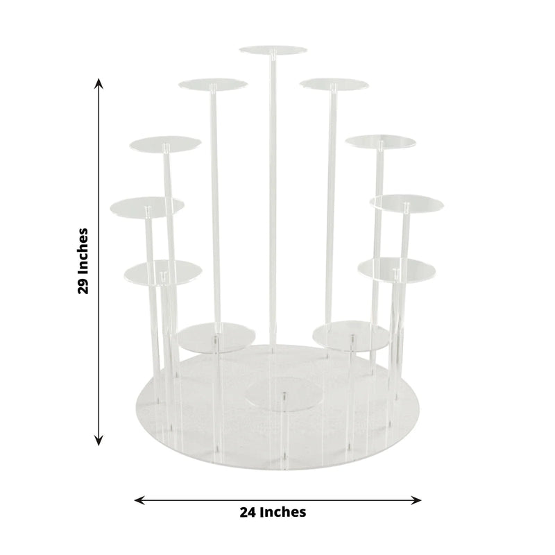 29" Tiered 12 Arm Round Acrylic Cupcake Holder Dessert Display Stand - Clear CAKE_PLST_003_12_CLR