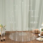 29" Tiered 12 Arm Round Acrylic Cupcake Holder Dessert Display Stand - Clear CAKE_PLST_003_12_CLR