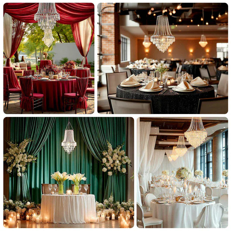 2ft Fountain Style Crystal Beaded Chandelier with Metal Frame - Clear and Silver CHDLR_HANG05_2FT_SILV