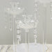 3 Acrylic Taper Candle Holders with Hanging Beads and Prisms - Clear CHDLR_CAND_043_SET3_CLR