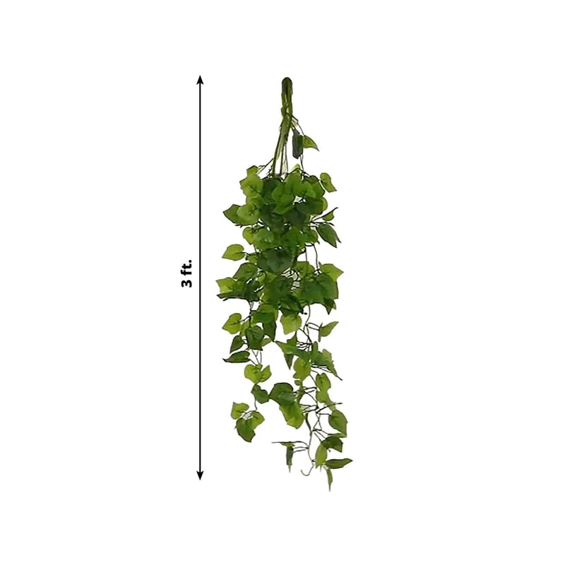 3 Artificial Cottonwood Leaves Bushes Hanging Vines - Green ARTI_GRN_HANG03_40