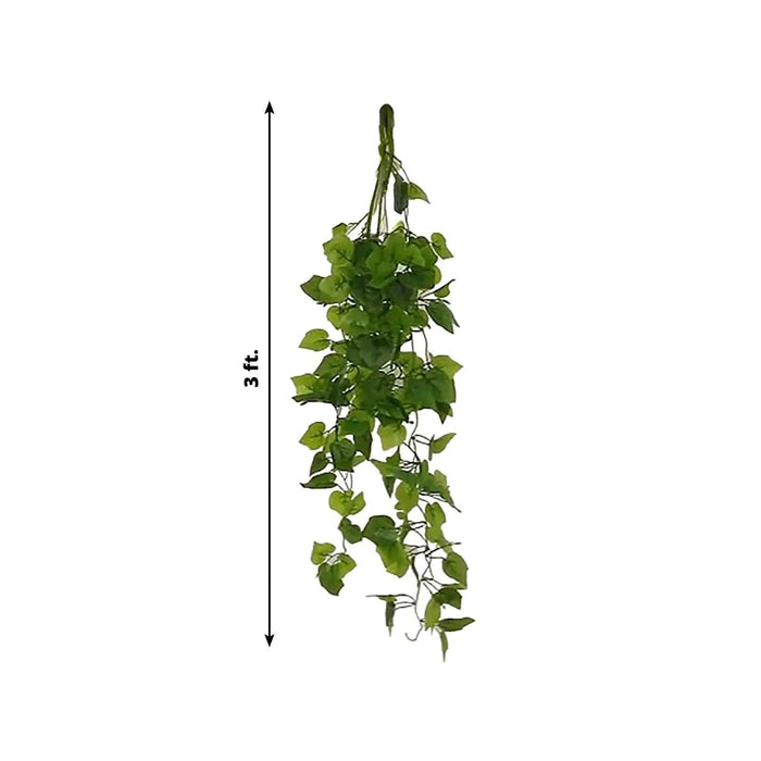 3 Artificial Cottonwood Leaves Bushes Hanging Vines - Green ARTI_GRN_HANG03_40