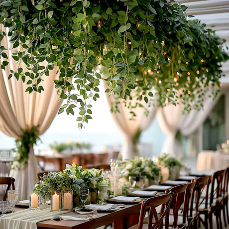 3 Artificial Hanging Greenery Bushes Silk Rose Leaf Vines - Green ARTI_GRN_HANG02_40