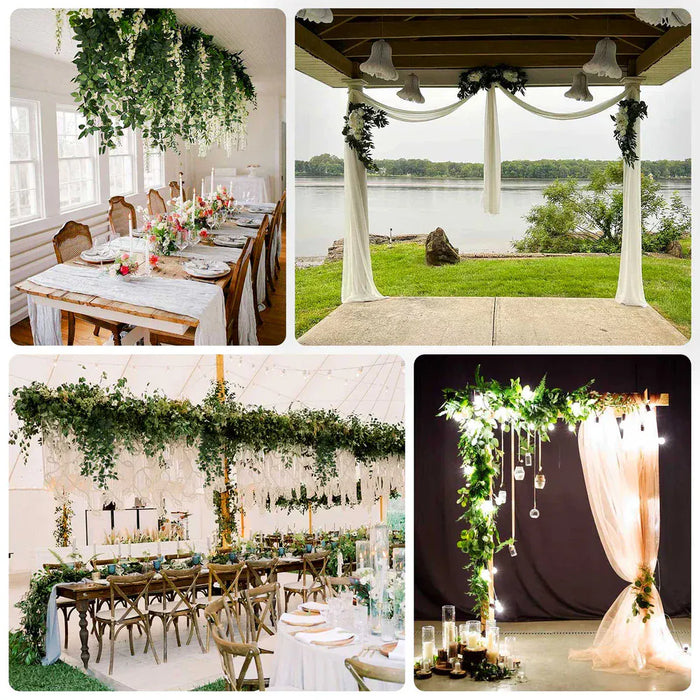 3 Artificial Hanging Greenery Bushes Silk Rose Leaf Vines - Green ARTI_GRN_HANG02_40