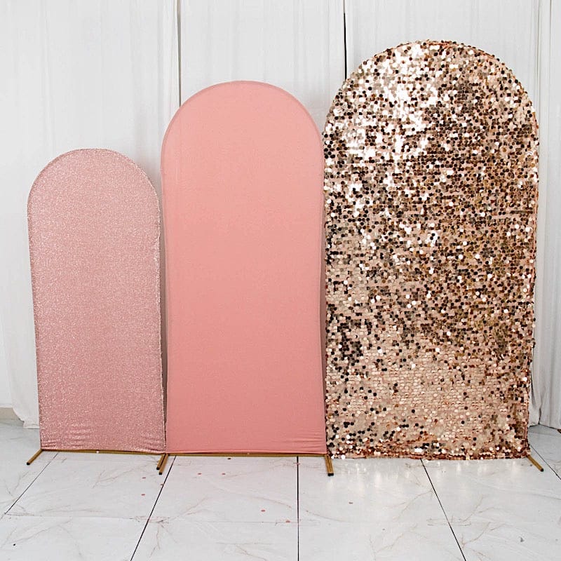 3 Assorted Fitted Round Top Wedding Arch Backdrop Stand Covers Set