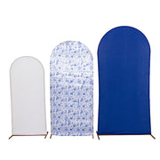 3 Assorted Fitted Round Top Wedding Arch Backdrop Stand Covers Set IRON_STND06_MIX_FLOR_BLUE