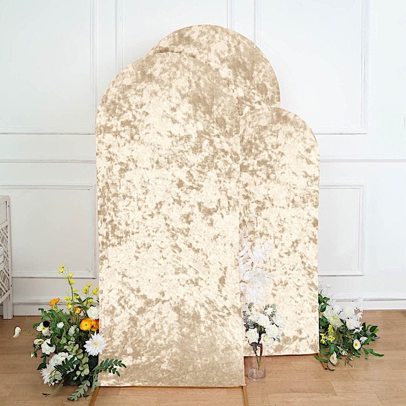 3 Crushed Velvet Chiara Wedding Arch Covers