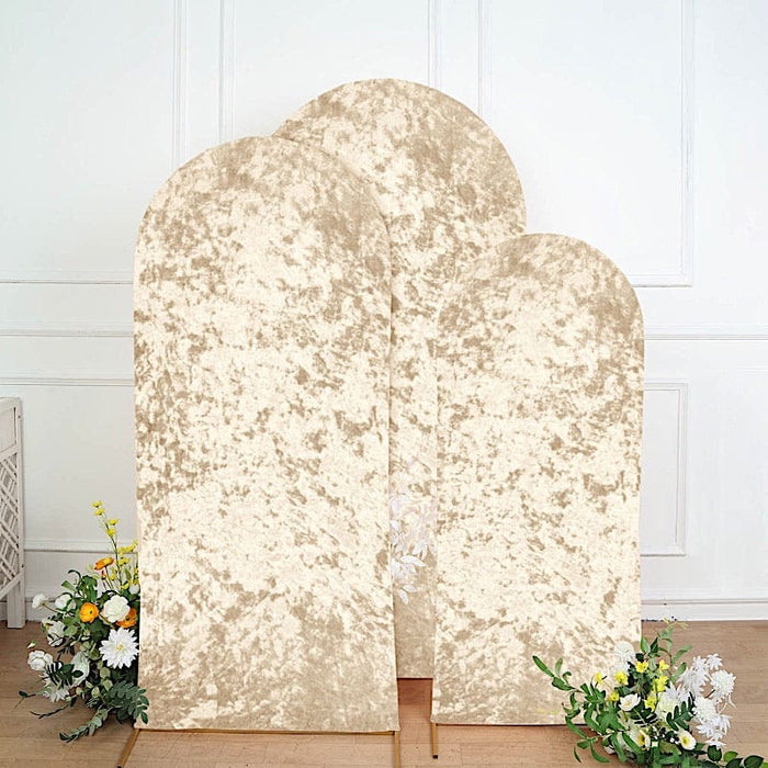 3 Crushed Velvet Chiara Wedding Arch Covers