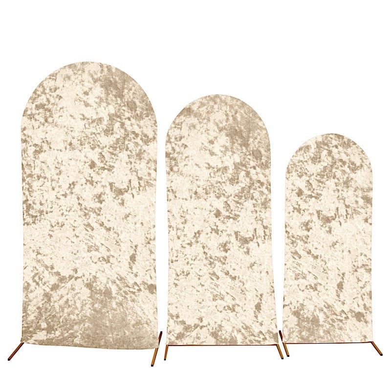 3 Crushed Velvet Chiara Wedding Arch Covers IRON_STND06_VEL01_SET_CHMP