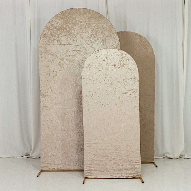 3 Crushed Velvet Round Top Wedding Arch Backdrop Stand Covers Set