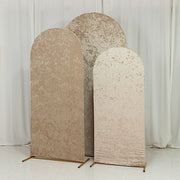 3 Crushed Velvet Round Top Wedding Arch Backdrop Stand Covers Set