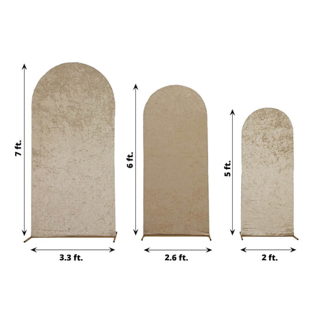 3 Crushed Velvet Round Top Wedding Arch Backdrop Stand Covers Set