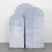 3 Crushed Velvet Round Top Wedding Arch Backdrop Stand Covers Set
