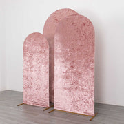 3 Crushed Velvet Round Top Wedding Arch Backdrop Stand Covers Set