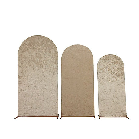3 Crushed Velvet Round Top Wedding Arch Backdrop Stand Covers Set IRON_STND06_VEL01_SET_081