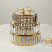 3 Crystal Pendant Stackable Round Metal Cake Stands with Mirror Top