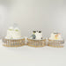 3 Crystal Pendant Stackable Round Metal Cake Stands with Mirror Top