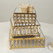 3 Crystal Pendant Stackable Square Metal Cake Stands with Mirror Top