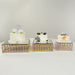 3 Crystal Pendant Stackable Square Metal Cake Stands with Mirror Top