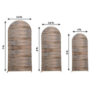 3 Fitted Spandex Round Top Wedding Arch Backdrop Stand Covers Set Wooden Design