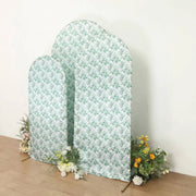 3 Floral Satin Round Top Wedding Arch Backdrop Stand Covers Set