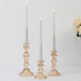 3 Fluted Crystal Glass Taper Candle Holders Centerpieces - Clear