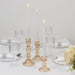 3 Fluted Crystal Glass Taper Candle Holders Centerpieces - Clear