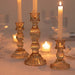 3 Fluted Crystal Glass Taper Candle Holders Centerpieces - Clear