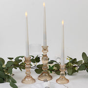 3 Fluted Crystal Glass Taper Candle Holders Centerpieces - Clear