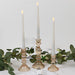 3 Fluted Crystal Glass Taper Candle Holders Centerpieces - Clear