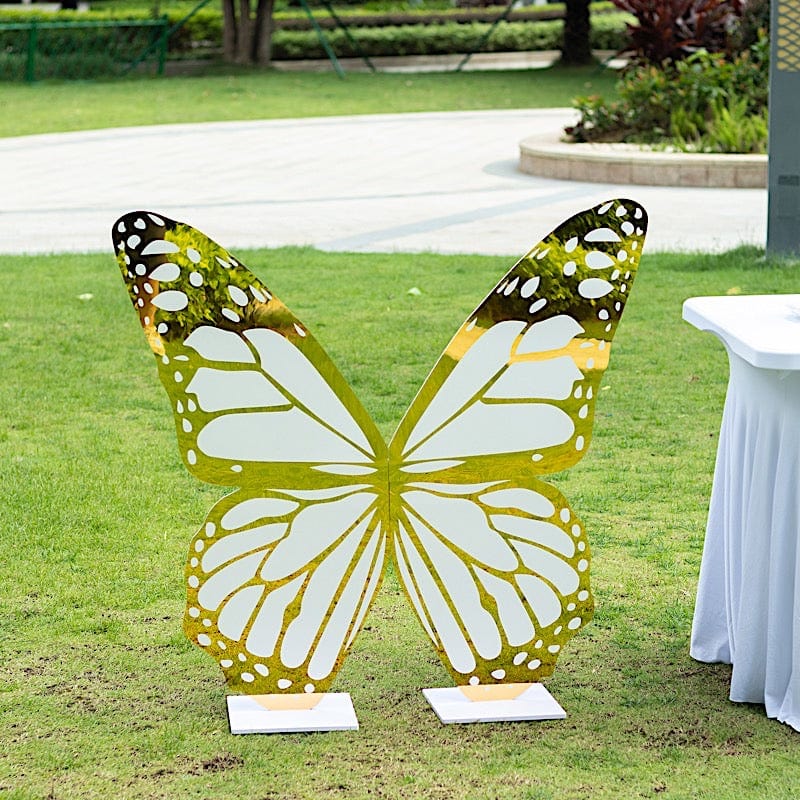 3 ft Butterfly Foamboard Stand - White and Gold