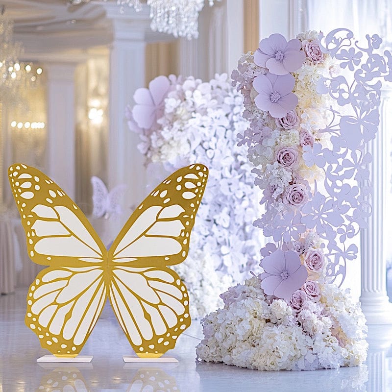 3 ft Butterfly Foamboard Stand - White and Gold