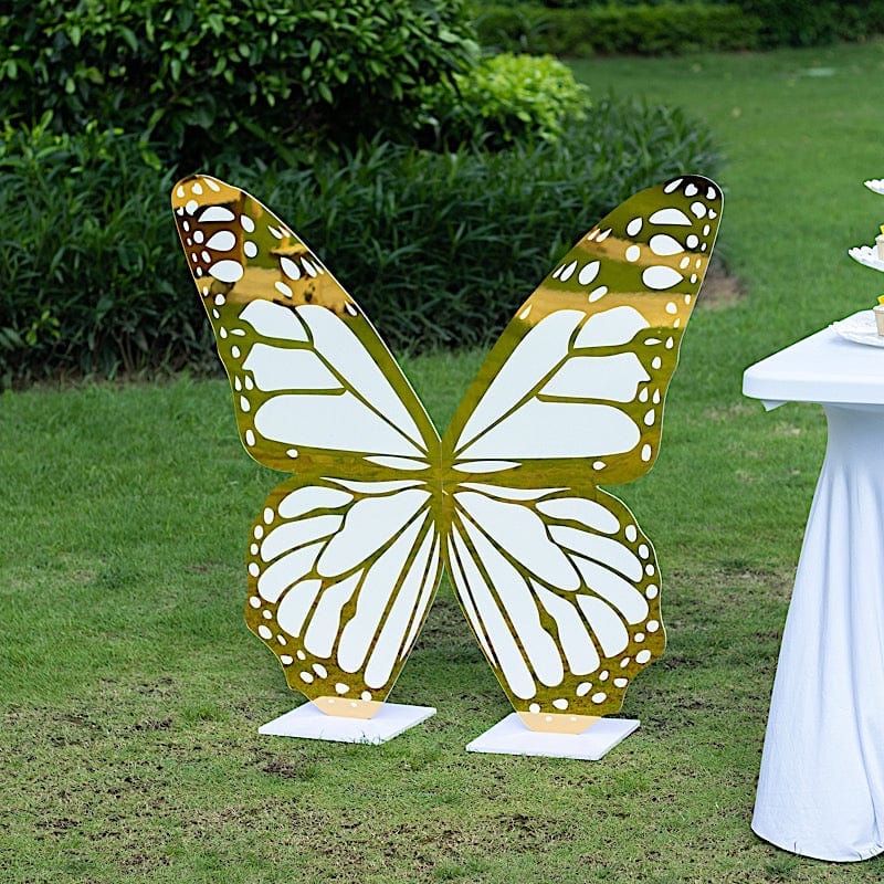 3 ft Butterfly Foamboard Stand - White and Gold
