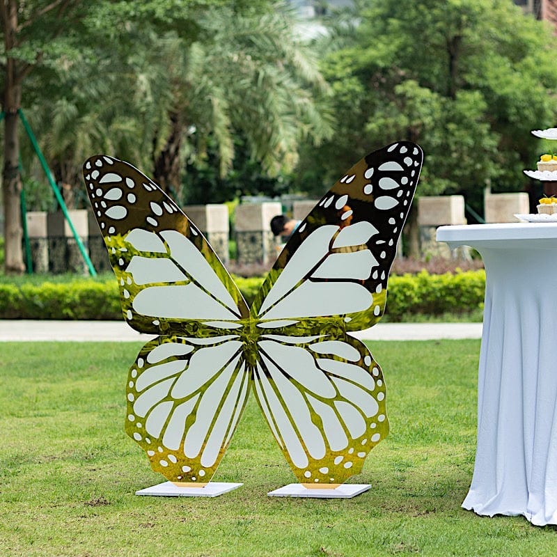 3 ft Butterfly Foamboard Stand - White and Gold