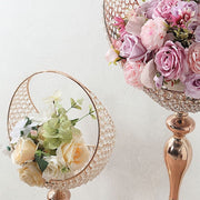 3 ft Crystal Beaded Metal Candle Holder Stand in Half Moon Basket Design - Gold CHDLR_FLORSTND01_35_GOLD