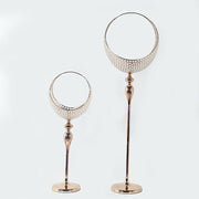 3 ft Crystal Beaded Metal Candle Holder Stand in Half Moon Basket Design - Gold CHDLR_FLORSTND01_35_GOLD