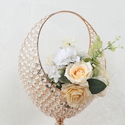 3 ft Crystal Beaded Metal Candle Holder Stand in Half Moon Basket Design - Gold CHDLR_FLORSTND01_35_GOLD