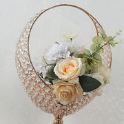 3 ft Crystal Beaded Metal Candle Holder Stand in Half Moon Basket Design - Gold CHDLR_FLORSTND01_35_GOLD