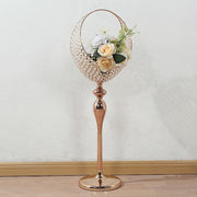 3 ft Crystal Beaded Metal Candle Holder Stand in Half Moon Basket Design - Gold CHDLR_FLORSTND01_35_GOLD