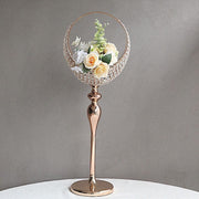 3 ft Crystal Beaded Metal Candle Holder Stand in Half Moon Basket Design - Gold CHDLR_FLORSTND01_35_GOLD