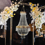 3 ft Empire Style Beaded Crystal Chandelier with Gold Ornate Metal Frame - Clear CHDLR_HANG01_3FT_GOLD